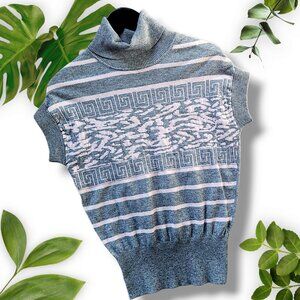 Greek Key Grey Turtleneck, sz XS